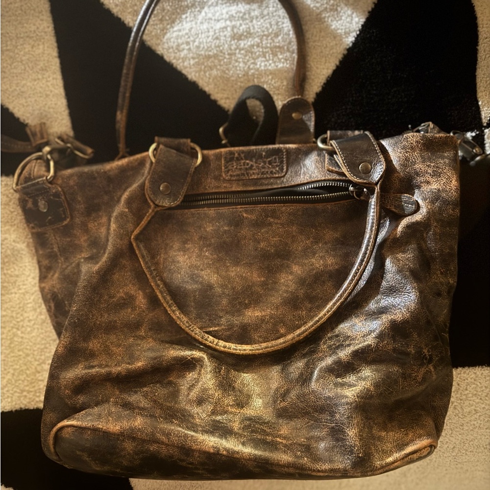 Bed Stu Distressed Leather Shoulder Bag